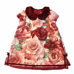 TRISHA SCULLY - PRETTY RED FLORAL DRESS SIZE 2T
